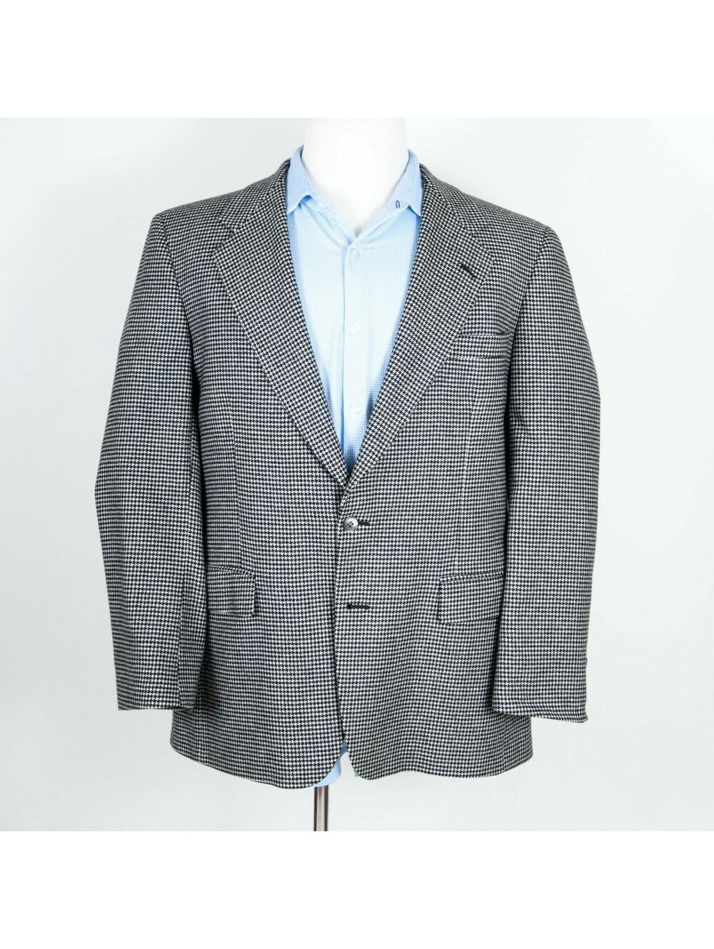 Vintage Alan Lebow 100% Cashmere Houndstooth Pattern Sportcoat 44 R